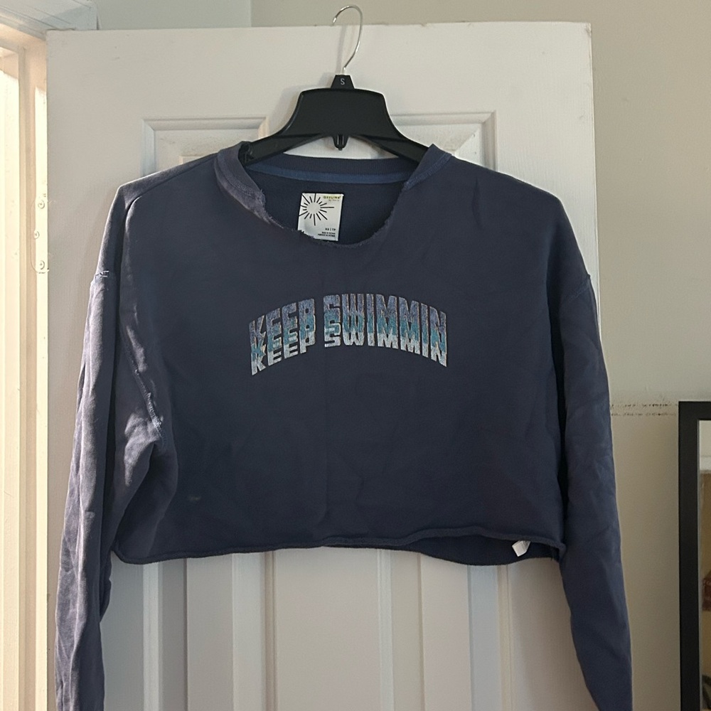 Aerie Navy 'Keep Swimming' Crop Top